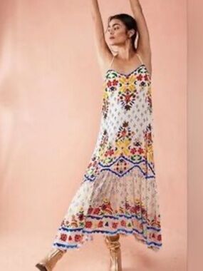 Free People Forever Forklore maxi dress l novelty print vacation dress